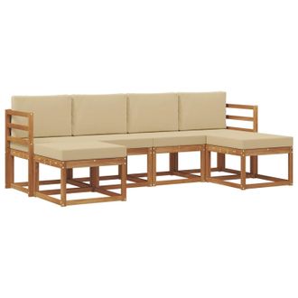 vidaXL Conjunto De Sof&aacute;s De Exterior Con Coj&iacute;n 6 Pcs Natural Y Beige Vidaxl