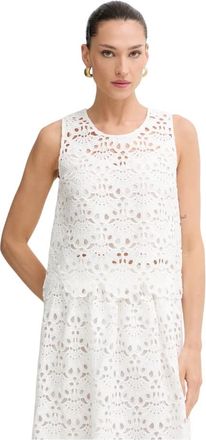 Twinset Broderie-Anglaise Top - Dames - Tops zonder mouwen - Beige - XS - Katoen - Tops