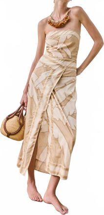 Johanna Ortiz Palms Pontoon Afternoon Ankle Midi Dress In Sand Ecru