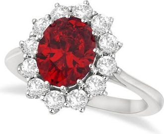 Allurez Oval Lab Ruby and Diamond Ring 14k in 3.60Ct/white Gold at Nordstrom, Size 4.5