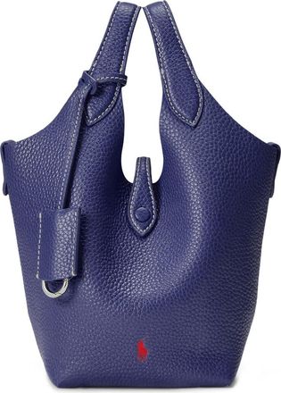 Polo Ralph Lauren Shiny Drum Leather Tote in Ink at Nordstrom