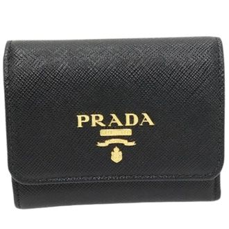 Prada Pre-owned Wallets, female, Black, Size: ONE SIZE Pre-owned 1Mh043 Saffiano Compact Wallet