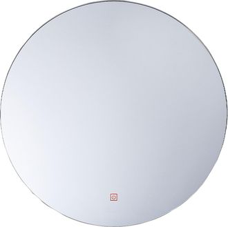 Beliani Espejo De Pared Plateado Con Luz Led Redondo 60 Cm Sistema Anti Vaho Callac