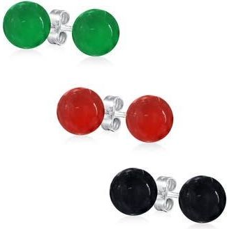 Bling Jewelry Set of 3 Semiprecious 10mm Stud Earrings in Multi Color at Nordstrom Rack