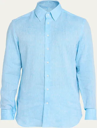 Bergdorf Goodman Mens Heathered Cotton Button-Down Shirt