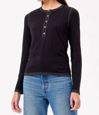 Goldie London Celine Henley Top In Black