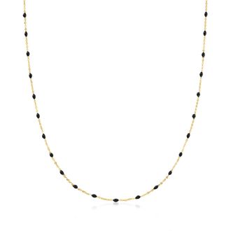RS Pure by Ross-Simons Italian Black Enamel Station Necklace in 14kt Yellow Gold