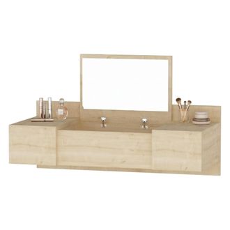 Dmora Toalet Selci, Mueble De Aseo Con Espejo, 3 Puertas, Tablero Madera Nobilitado, 100x39x33h Cm Marr&oacute;n