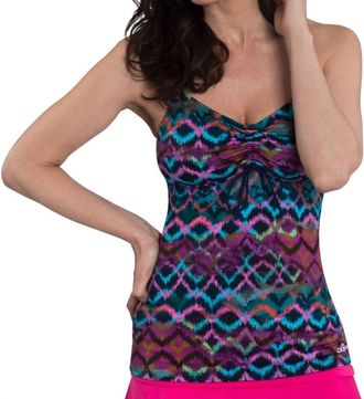 Dolfin Morocco Printed Chlorine Resistant Tie Front Tankini Top In Dol Morocco