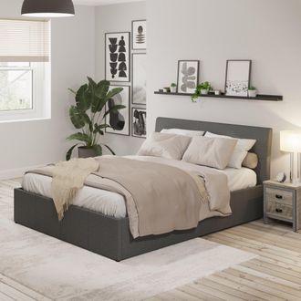 GFW Ascot Ottoman Storage Bed 150cm in Grey | Size: Double