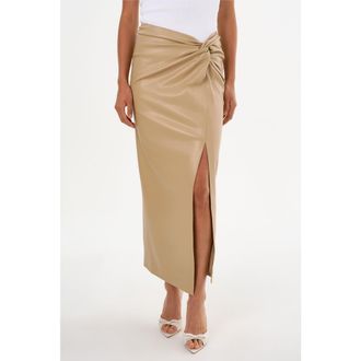 LaMarque EILEEN | Faux Leather Maxi Skirt in Wheat at Nordstrom, Size Xx-Small