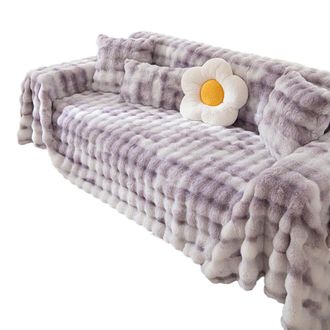 OEM Coj&iacute;n De Sof&aacute; Y Alfombra De Peluche Grueso Con Forma De Conejo - Morado A