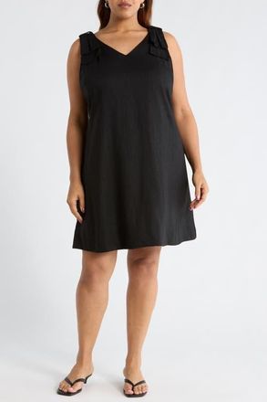 CeCe by Cynthia Steffe V-Neck Minidress in Rich Black at Nordstrom, Size 1 X