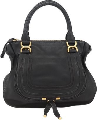 Chlo&eacute; Marcie Top Handle Bag Leather Black Leather Handbag (Pre-Owned)