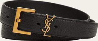 Saint Laurent Mens Monogramme Leather Belt