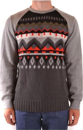 Paolo Pecora Geometrisch Patroon Wollen Truien - Heren - Ronde hals truien - Veelkleurig - XL - Wol - Truien & Vesten