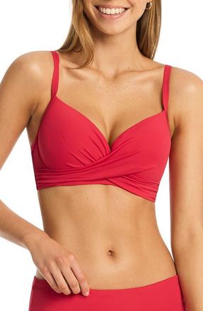 Sea Level Australia Cross Front D- & DD-Cup Molded Underwire Bikini Top in Red at Nordstrom, Size 10 Us
