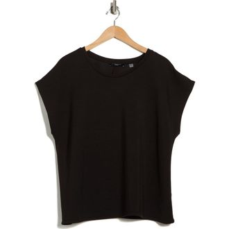 T Tahari Cap Sleeve Scuba Knit T-Shirt in Black at Nordstrom Rack, Size 2X