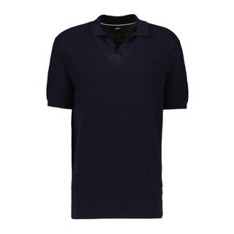 HUGO BOSS Polo Shirts, male, Blue, Size: S Natalo Structured Knitted Polo