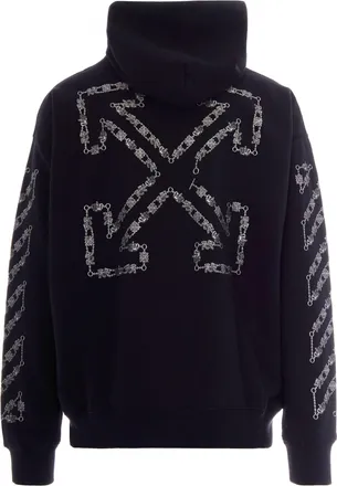 Off-white Mens Hoodie Chain Araldic Arrow Black Cotton Sweatshirts Sweater