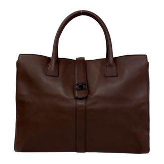 Chanel Brown Leather Handbag Tote Bag (Pre-Owned)