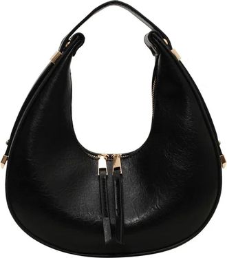 Generic Compatible For Retro Simple Solid Color Womens Commuter Crescent Bag Shoulder(Black B)