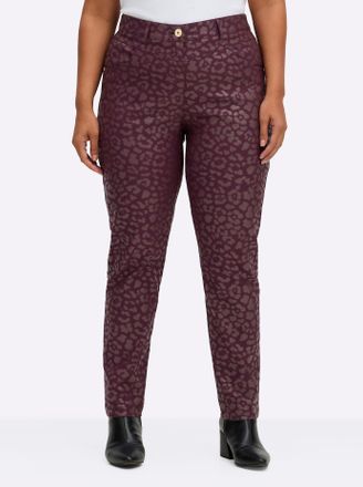 Sheego Webhose SHEEGO, Damen, Gr. 44, Normalgr&ouml;ssen, burgund, bedruckt, 78% Viskose, 19% Polyamid, 3% Elasthan, animal-print, bedruckt, gemustert, mehrfarbig