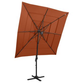 vidaXL Sombrilla Jard&iacute;n 4 Niveles Palo Aluminio Terracota 250x250 Cm Vidaxl