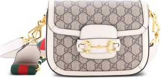Gucci Horsebit 1955 Shoulder Bag GG Coated Canvas with Leather Mini crossbody bag - Bruin