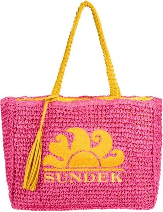 Sundek Shoppingtas van papierstro - Dames - Tassen - Roze - Maat: ONE Size Zijde