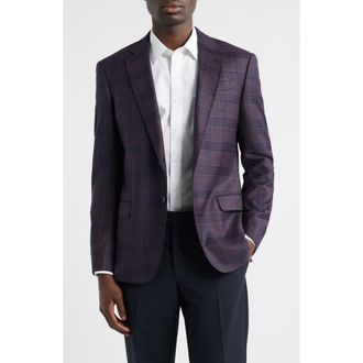 Emporio Armani G-Line Purple Check Wool Sport Coat in Plum at Nordstrom Rack, Size 48 Us / 58 Eu Regular