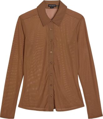 Good American Stretch-mesh Shirt - Brown - S (UK8-10 / S)