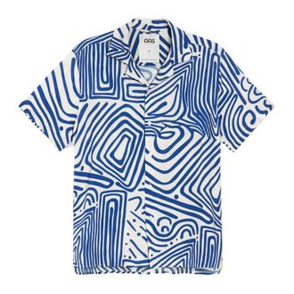 OAS Zijden Resort Shirt - Heren - Korte mouwen Overhemden - Blauw - M - Overhemden