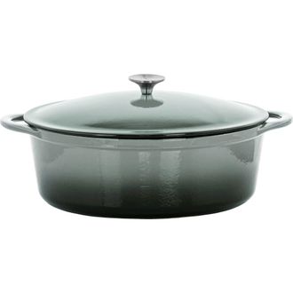 MegaChef 7 Quarts Oval Enameled Cast Iron Casserole in Gray at Nordstrom