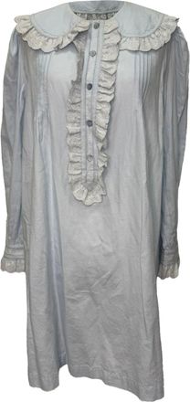 VILSHENKO Baby Collared Midi Dress in Light Blue Cotton