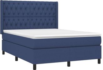 vidaXL Vidaxl - Cama Box Spring Colch&oacute;n Y Luces Led Tela Azul 140x200 Cm