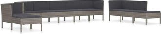 vidaXL Set De Muebles De Jard&iacute;n 10 Pzas Y Cojines Rat&aacute;n Sint&eacute;tico Gris Vidaxl