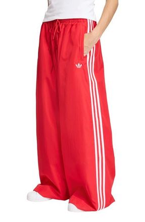 adidas Originals Firebird Adilenium Oversize Track Pants in Better Scarlet/White at Nordstrom, Size X-Small