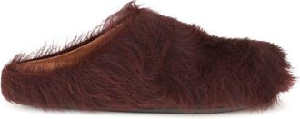 Marni Womens Fur Sandals - Dark Red Leather - Size 38.5 EU/IT