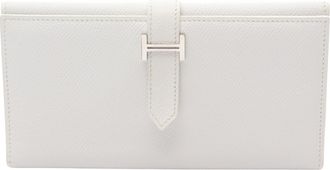 Herm&egrave;s White Epsom Leather Long Wallet (Tri-Fold) (Pre-Owned)