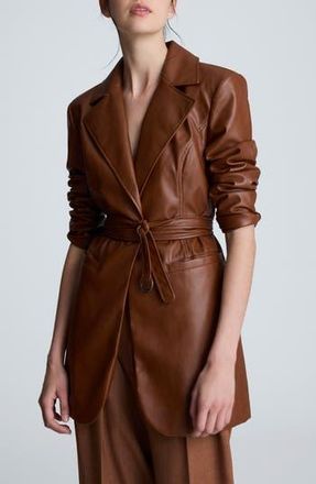 Kenneth Cole Faux Leather Trench Coat in Dark Umber at Nordstrom Rack, Size X-Small