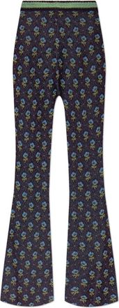 Etro Broek met Lurex garen - Dames - Wijde Broeken - Blauw - 2XS - Polyester - Broeken
