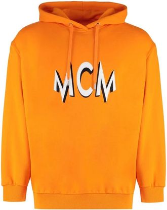 MCM Felpa con cappuccio in cotone con ricamo logo - - Sweatshirts & Hoodies - Uomo - Arancione - M