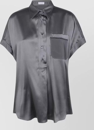 Brunello Cucinelli silk short-sleeve blouse