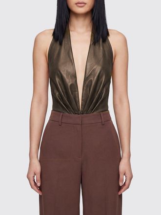 Andamane Top slim fit in pelle sintetica con spalle scoperte