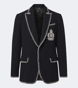 Dolce & Gabbana DG embellished wool-blend tweed blazer