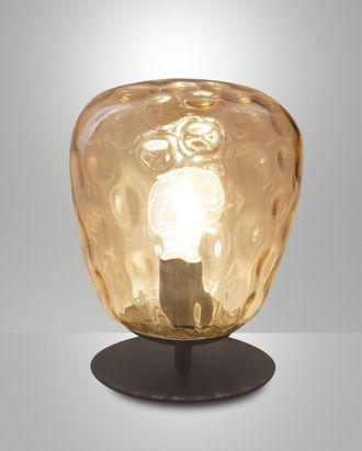Fabas Luce Gisella Lampada Da Tavolo In Vetro Soffiato E Metallo Colore Ambra E27 40w - Elegante Illuminazione DInterni Di Design Moderno E Raffinato