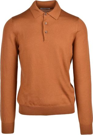 Gran Sasso Tops, Heren, Bruin, L, Wol, Polo van gebreide stof