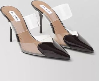 Alaia coeur mules clear strap pointed toe