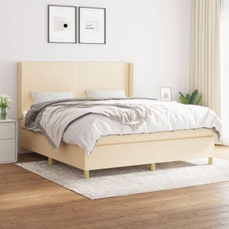 vidaXL Cama Box Spring Con Colch&oacute;n Tela Color Crema 180x200 Cm Vidaxl